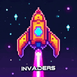 Retro Neon Invaders